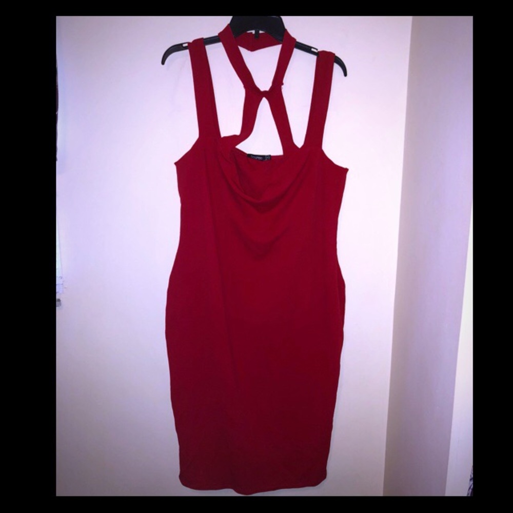 Strappy red bodycon
